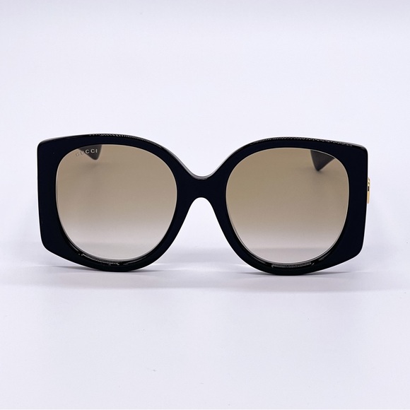 NEW GUCCI WOMEN BLACK BROWN ROUND NEW COLLECTION GUCCI SUNGLASSES - Picture 4 of 6